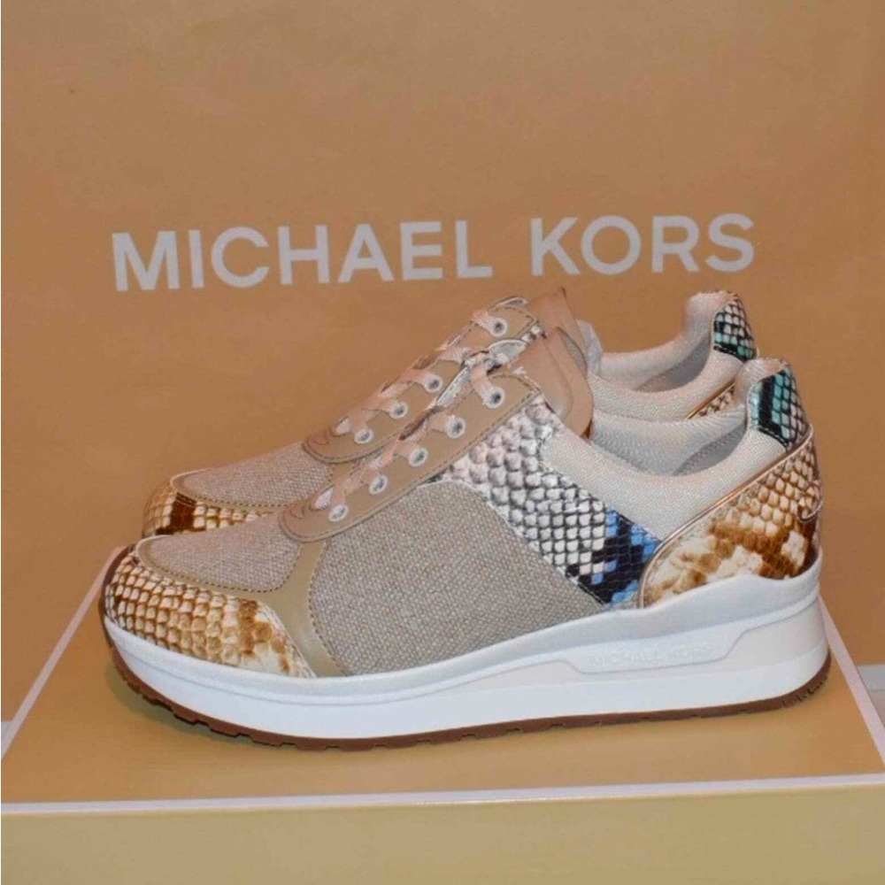 Michael Kors Women's Beige and Snake Print Sneakers